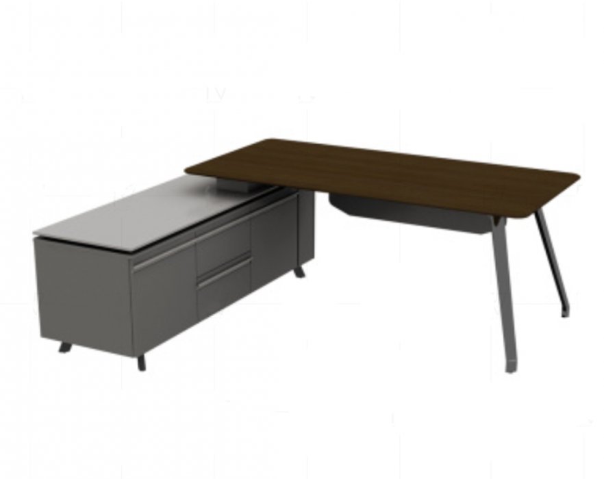 Стол руководителя с опорной греденцией левый 2000х1770х750 мм